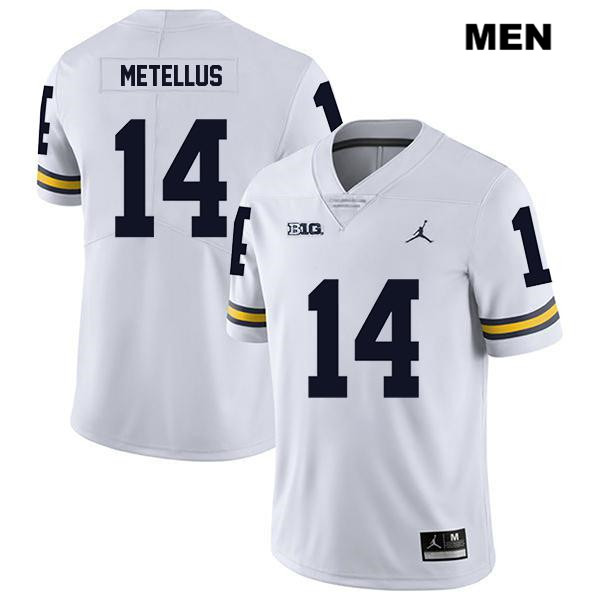Men's NCAA Michigan Wolverines Josh Metellus #14 White Jordan Brand Authentic Stitched Legend Football College Jersey SM25S38KZ